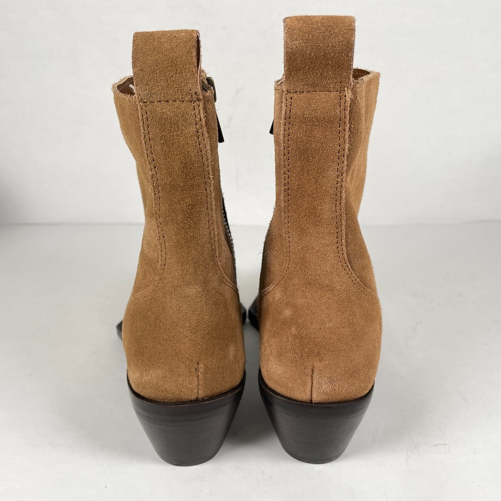 MNG Ankle Boots Womens Size 38 US 7.5 Brown Suede Square Toe Zip Up Shoes - Picture 5 of 10